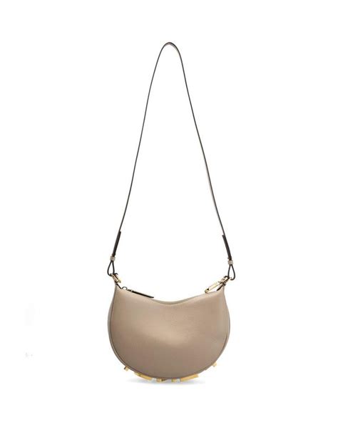 Fendi Logo Plaque Mini Hobo Bag in White 